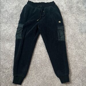 Champion Black Sherpa Joggers with Cargo Pockets